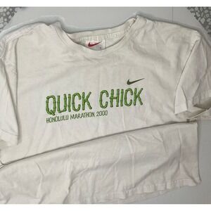 Vintage Nike Honolulu‎ Marathon Shirt Y2K 2000 Quick Chick Swoosh Women Sz L